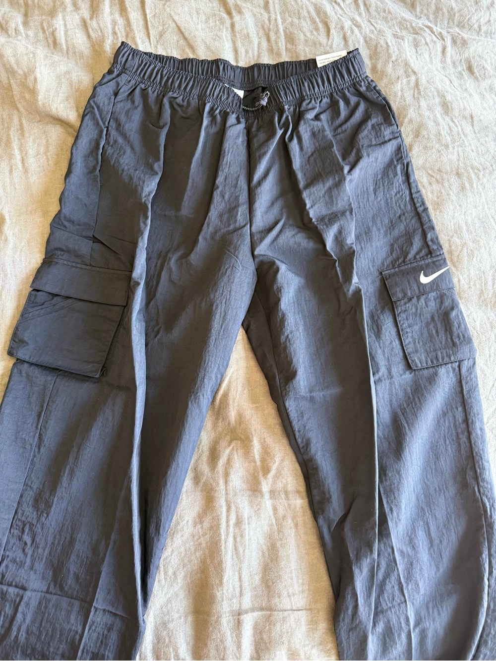 Nike Dark Gray Cargo Joggers with White Swoosh